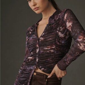 Pilcro Collared Mesh Buttondown Shirt L NWOT Runs Small, fits Small